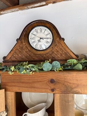 Wooden Mantel Clock Wall Decor in Brown